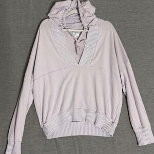 Offline Hoodie Pullover V Neck Lace Up Drawstring Hood Light Purple Women's Sz M